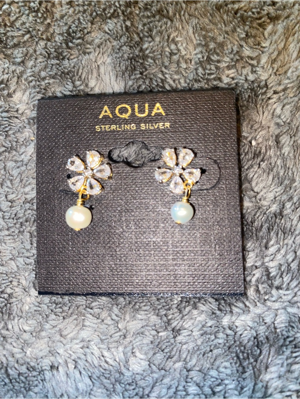 AQUA Sterling Silver Gold-Tone Pearl Drop Floral Earrings - White Pearls $70